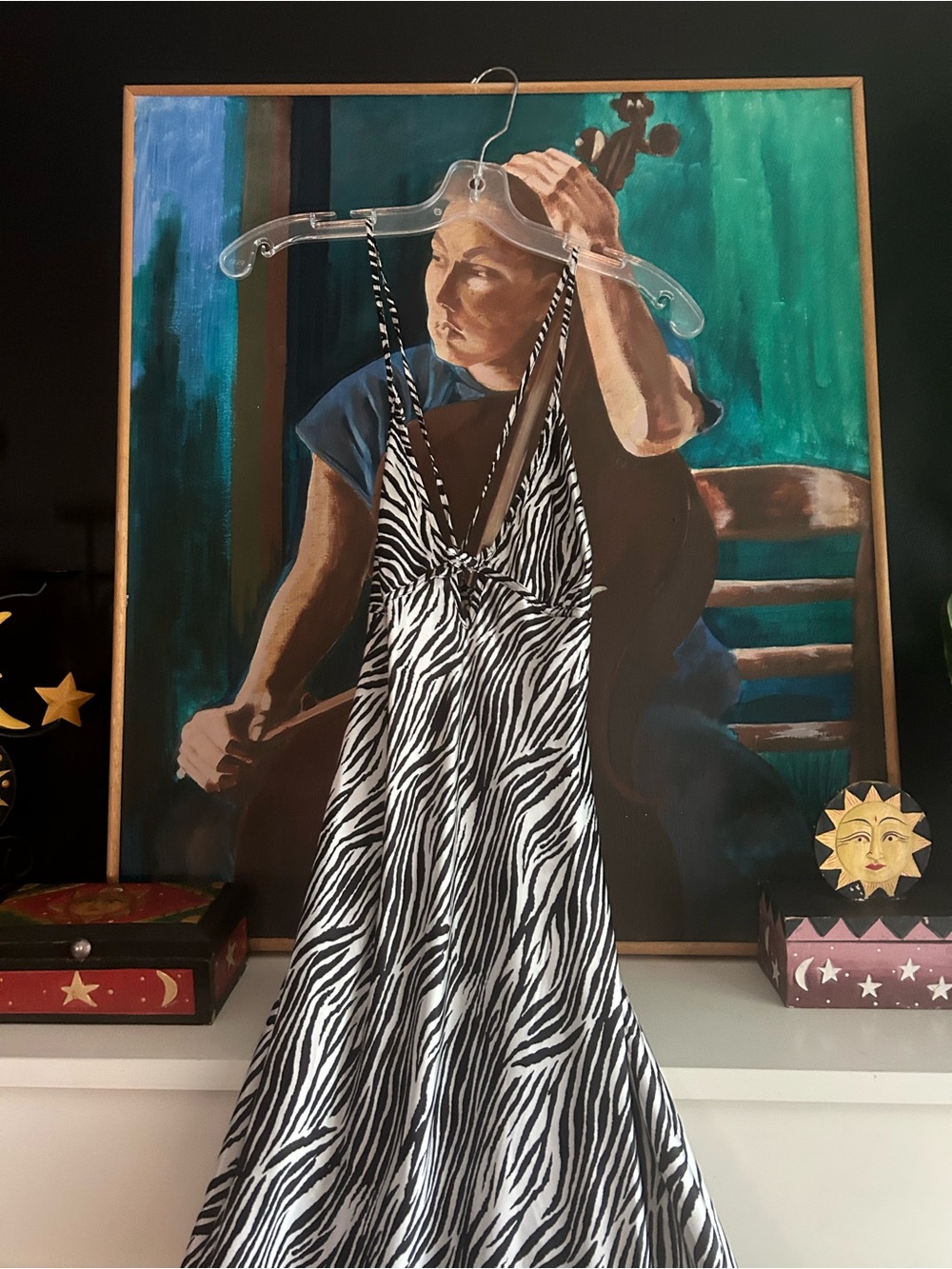 La Vie en Rose Zebra Print Satin Maxi Nightgown Slip Dress Size Large - Picture 7 of 13